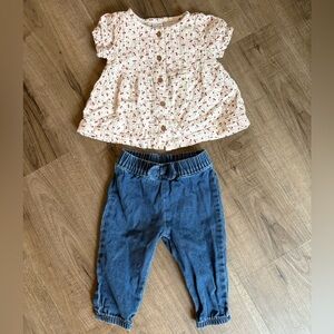 🌺10/$20 Carter's Cherry Print Top and Denim Pants Set